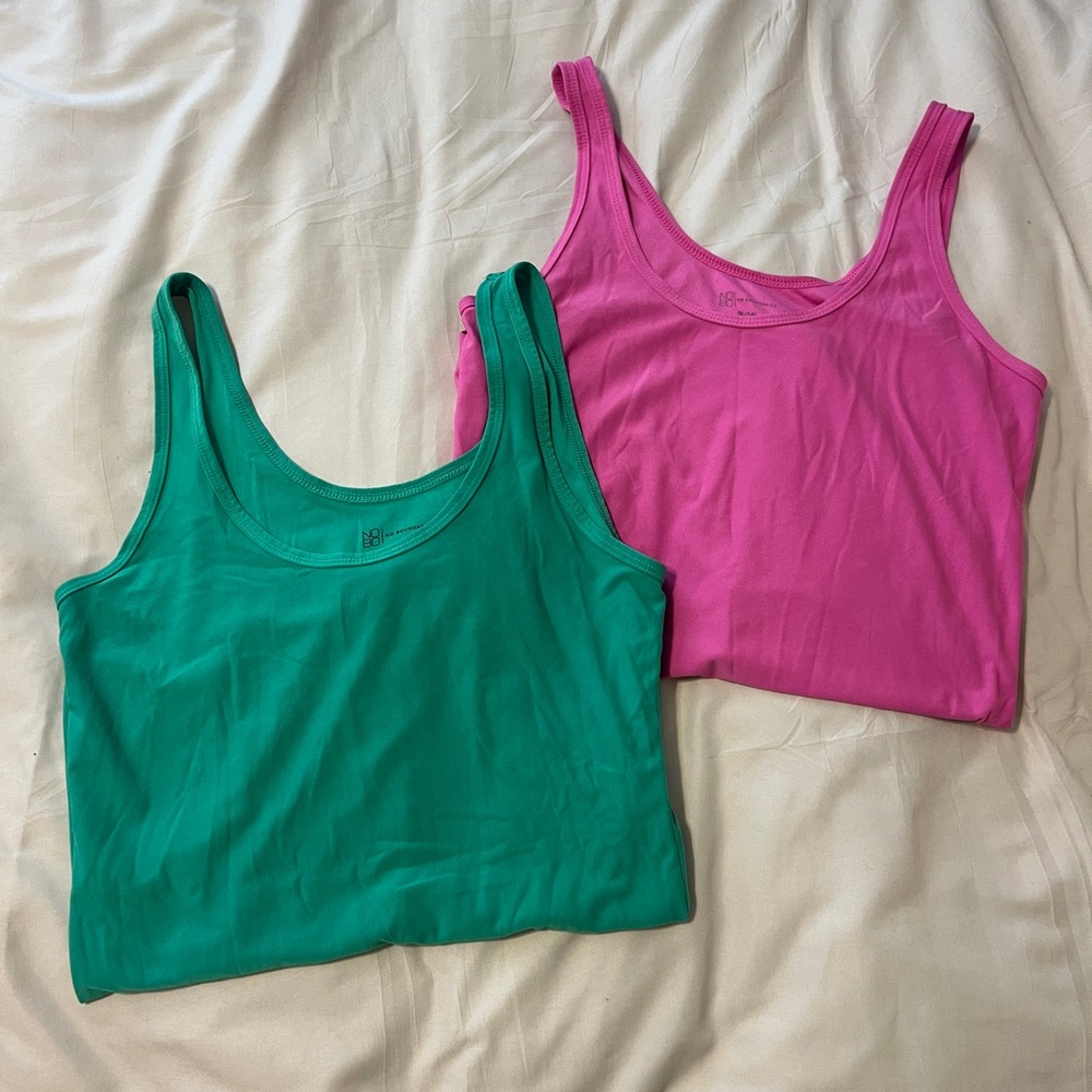 No Boundaries Vibrant Pink and Green Tank Tops